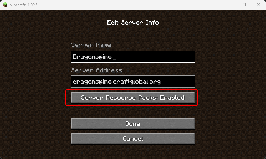 Enable Resource Packs